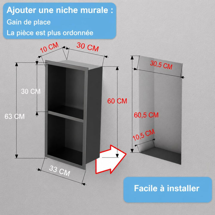 IKITRAEE Edelstahl Einbaunische Badezimmer Wandnische für Dusche，Integrierte Fliesenlose Duschablage