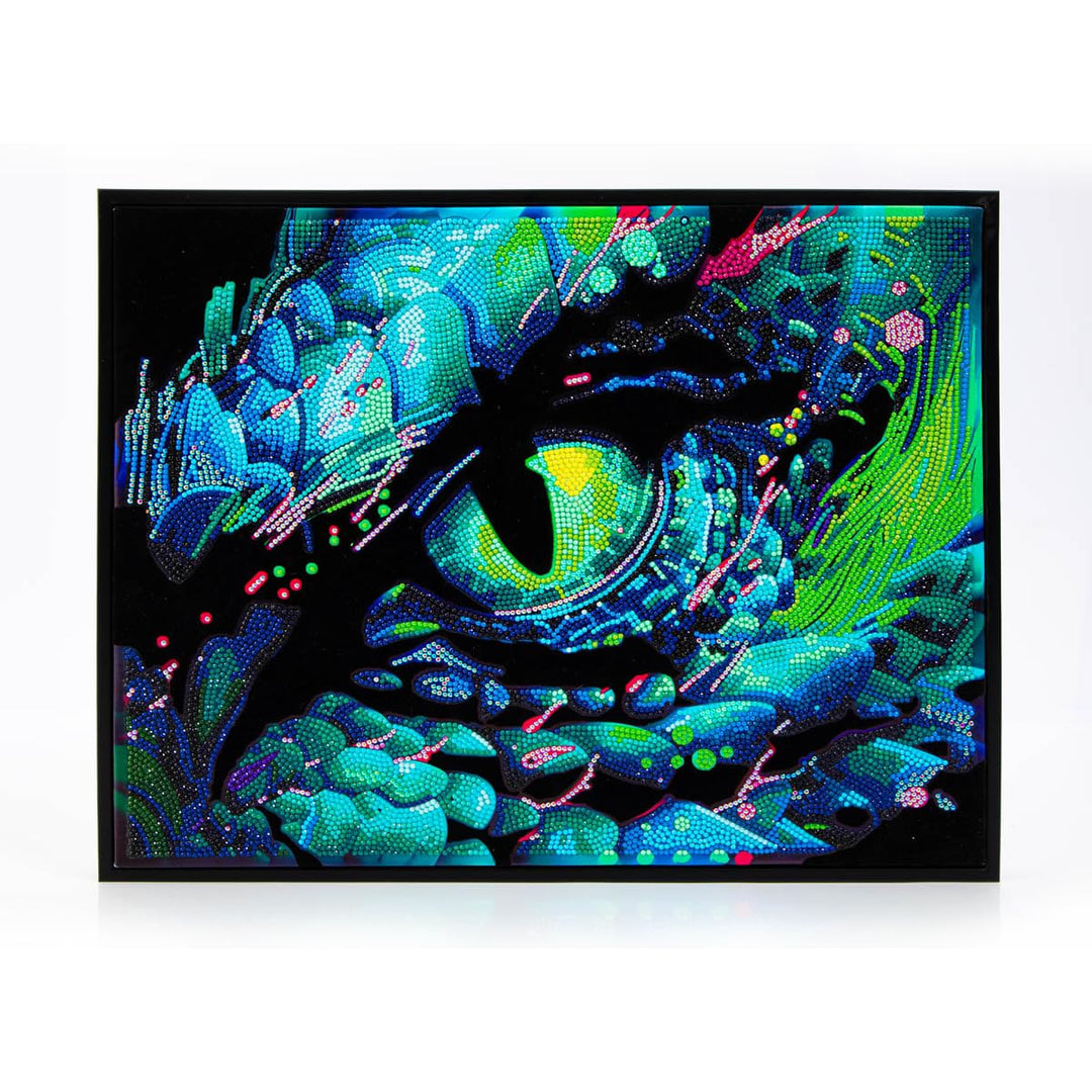 DIAMOND DOTZ 2594356 Original 5D Diamond Painting Set, Neon Drachenauge, mit Neonfarben und Samt, DI
