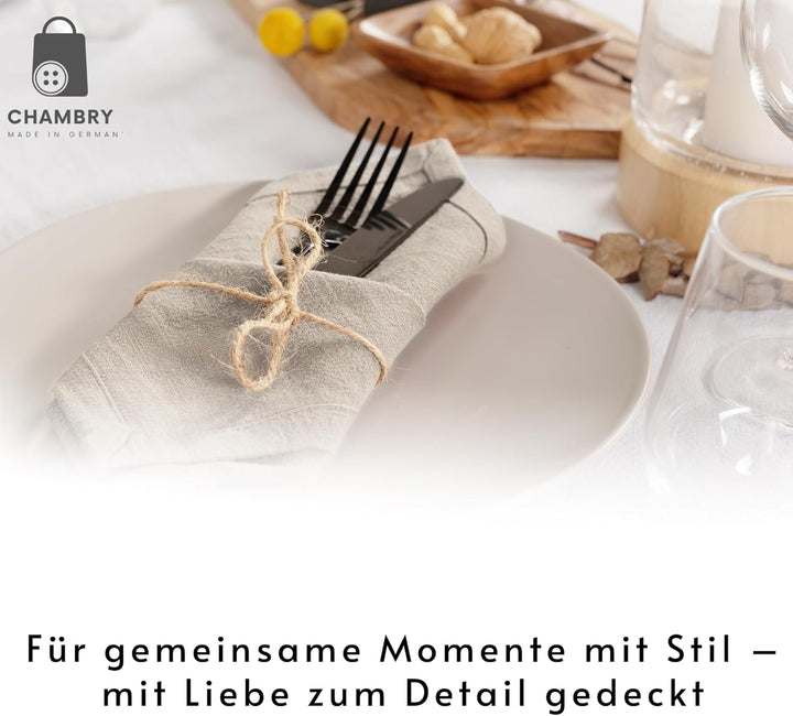 chambry 6 Premium Stoffservietten 100% Leinen Stonewashed - 40cm x 40cm - inkl. Faltanleitung als E-