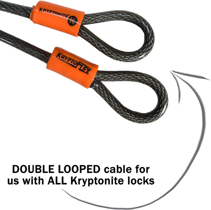 Kryptonite Evolution Schlösser Schwarz 5,4mm/90cm & Schlaufenkabel Krypto Flex 213 cm, ⌀10 mm, grau