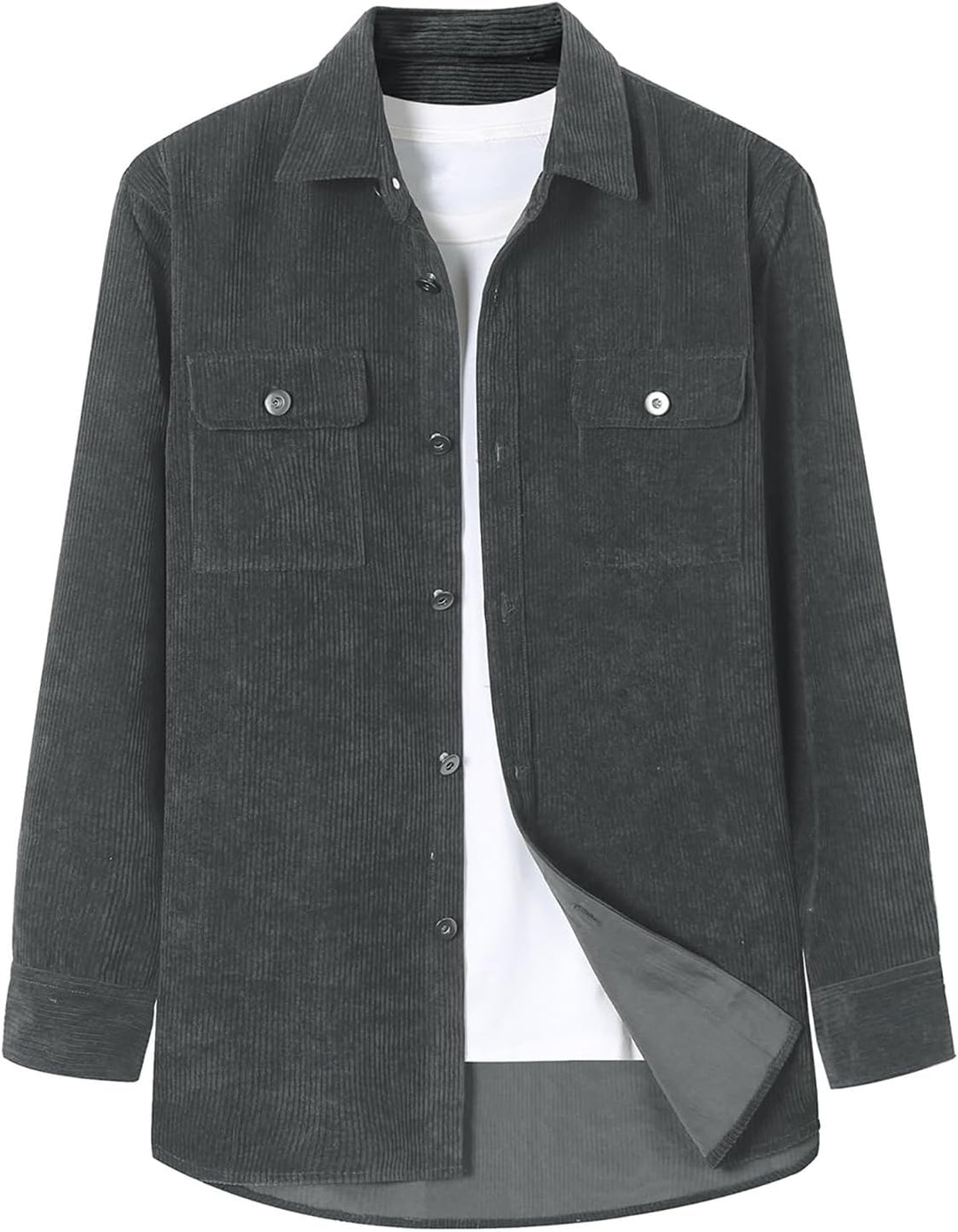 Herren Hemd Cord Langarm Freizeithemd Männer Jacke Regular Fit Button Up Hemdjacke Mit Klappentasche