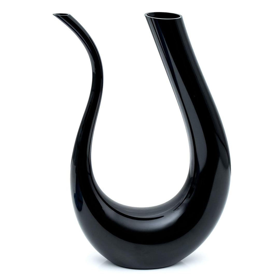 Intirilife Wein Dekanter in U-Form aus Glas in Schwarz -750 ml- Weinkaraffe, Rotwein Dekantierer, We