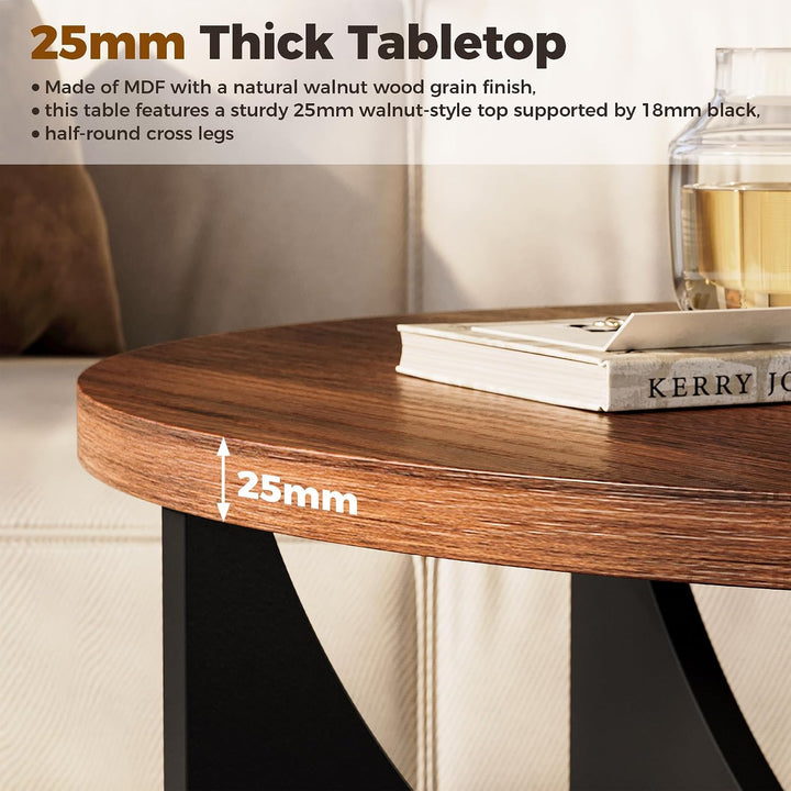 IRONCK Nestingtisch Set aus 2, Couchtisch rund, Moderner Couchtisch aus Holz für Wohnzimmer & Schlaf