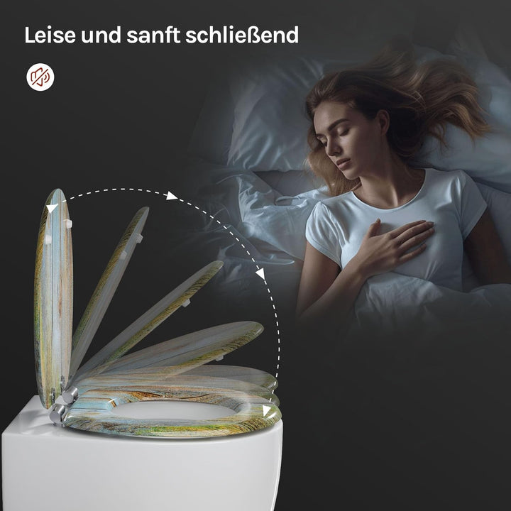 WOLTU #2 Premium WC-Sitz Toilettensitz mit Absenkautomatik, MDF Holzkern, Softclose Scharnier, Antib