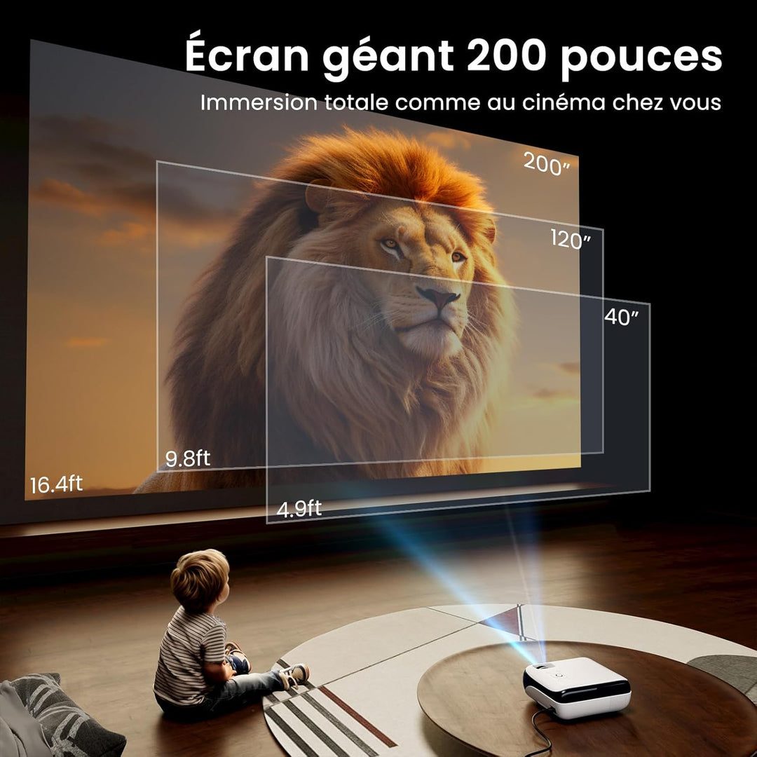 Mini Beamer 4K, HAPPRUN H1 Full HD Beamer mit Bluetooth – Native 1080P Tragbarer Outdoor Projektor m