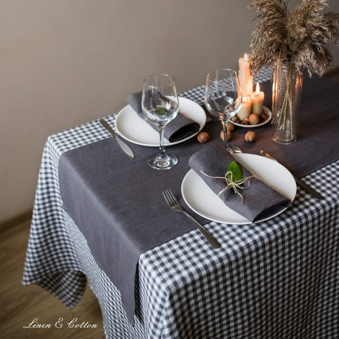 Linen & Cotton Tischläufer Stoff Tischband Tischdeko Hygge 100% Leinen, Grau (40 x 350 cm) Lang Läuf