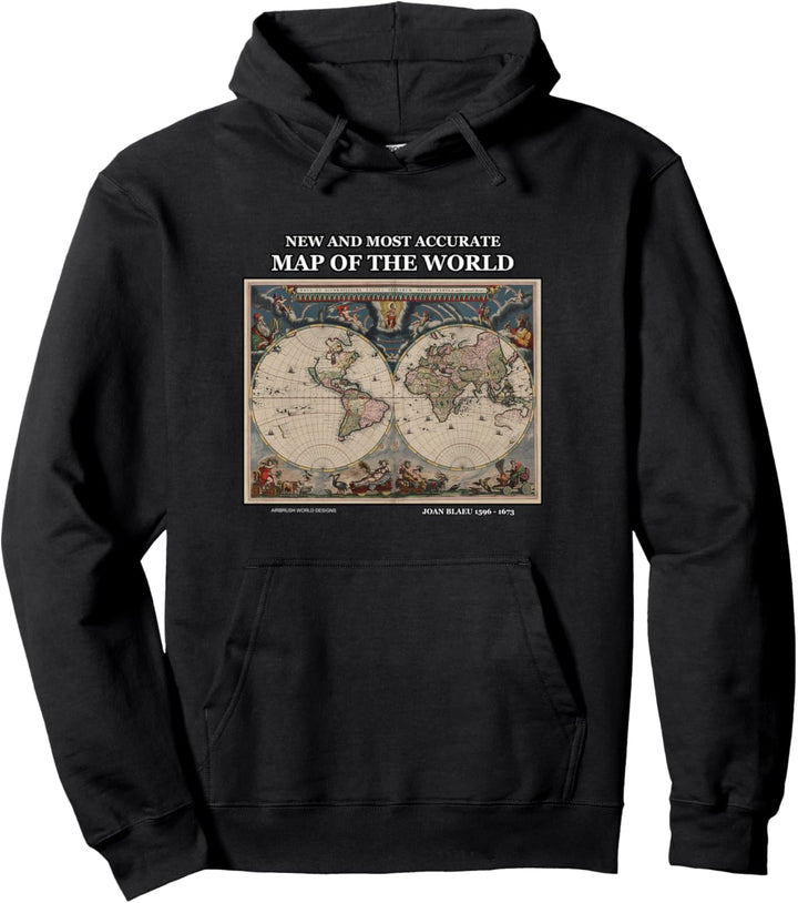 Neue und genaueste Weltkarte Joan Blaeu 1673 Pullover Hoodie