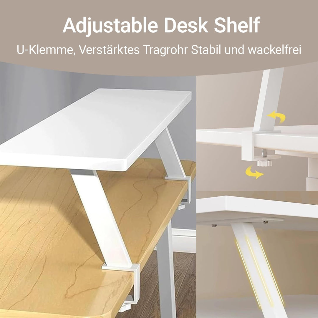 Klemmbares Schreibtisch Organizer Regal, Schreibtischregal Adjustable Desk Shelf Clamp Tischverlänge
