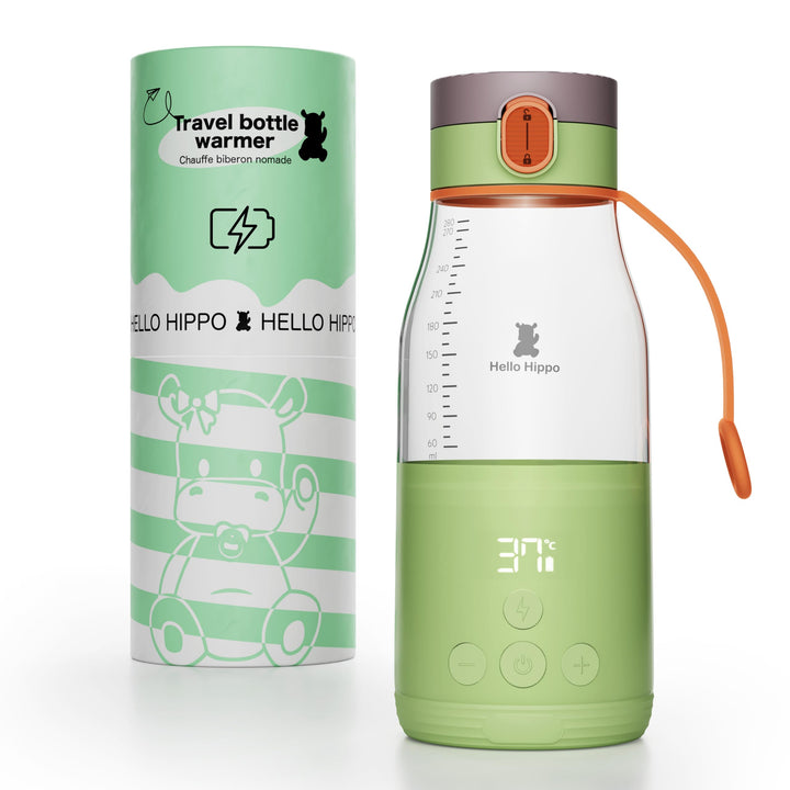 HELLO HIPPO® Premium Flaschenwärmer Nomade, tragbar, USB, 300 ml - kabellos auf Batterie - ideal Rei
