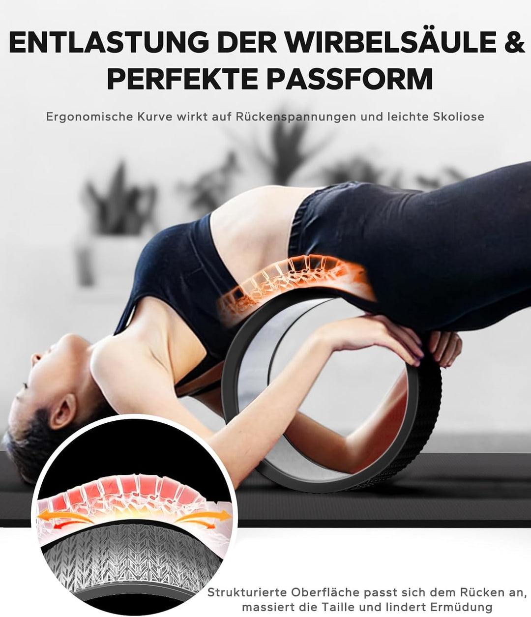HAPBEAR Yoga Rad Set – 30 cm PP Kern für Wirbelsäulen-Alignment, Rückenschmerzen lindern & Core-Stär