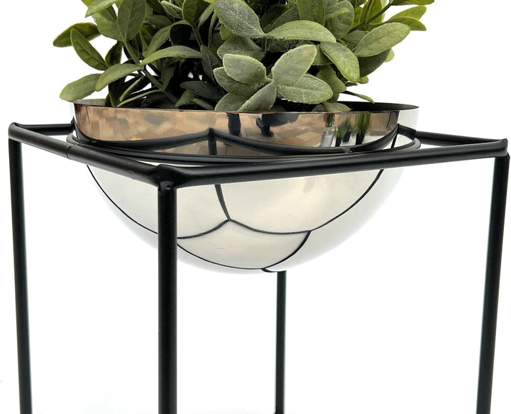 DanDiBo Blumenhocker Metall mit Topf Schwarz Silber 20-35 cm Blumenständer 96256 Blumensäule Modern