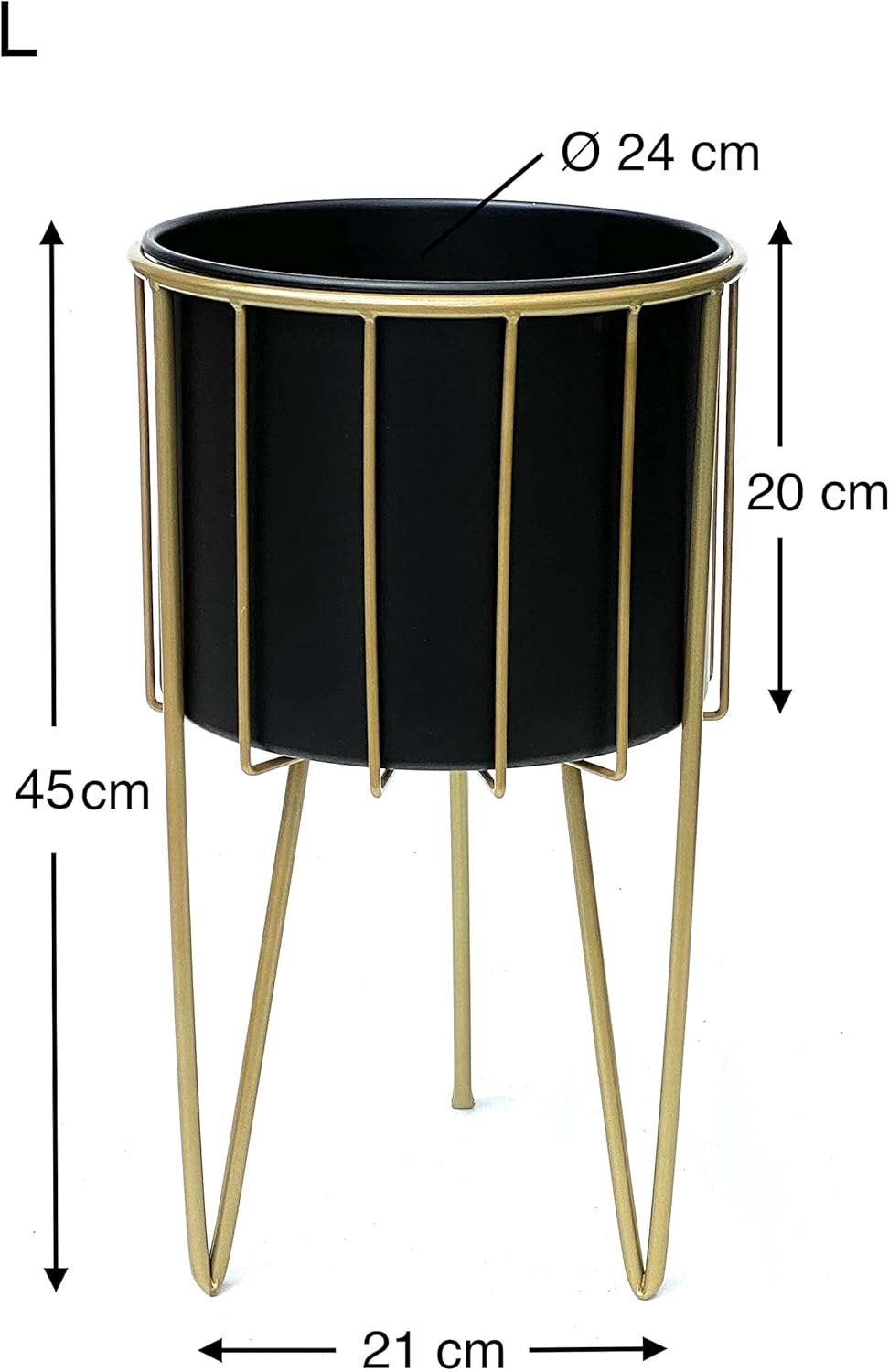 DanDiBo Blumenhocker mit Topf Metall Gold Schwarz Rund 3er Set Blumenständer 96039 Blumensäule Moder