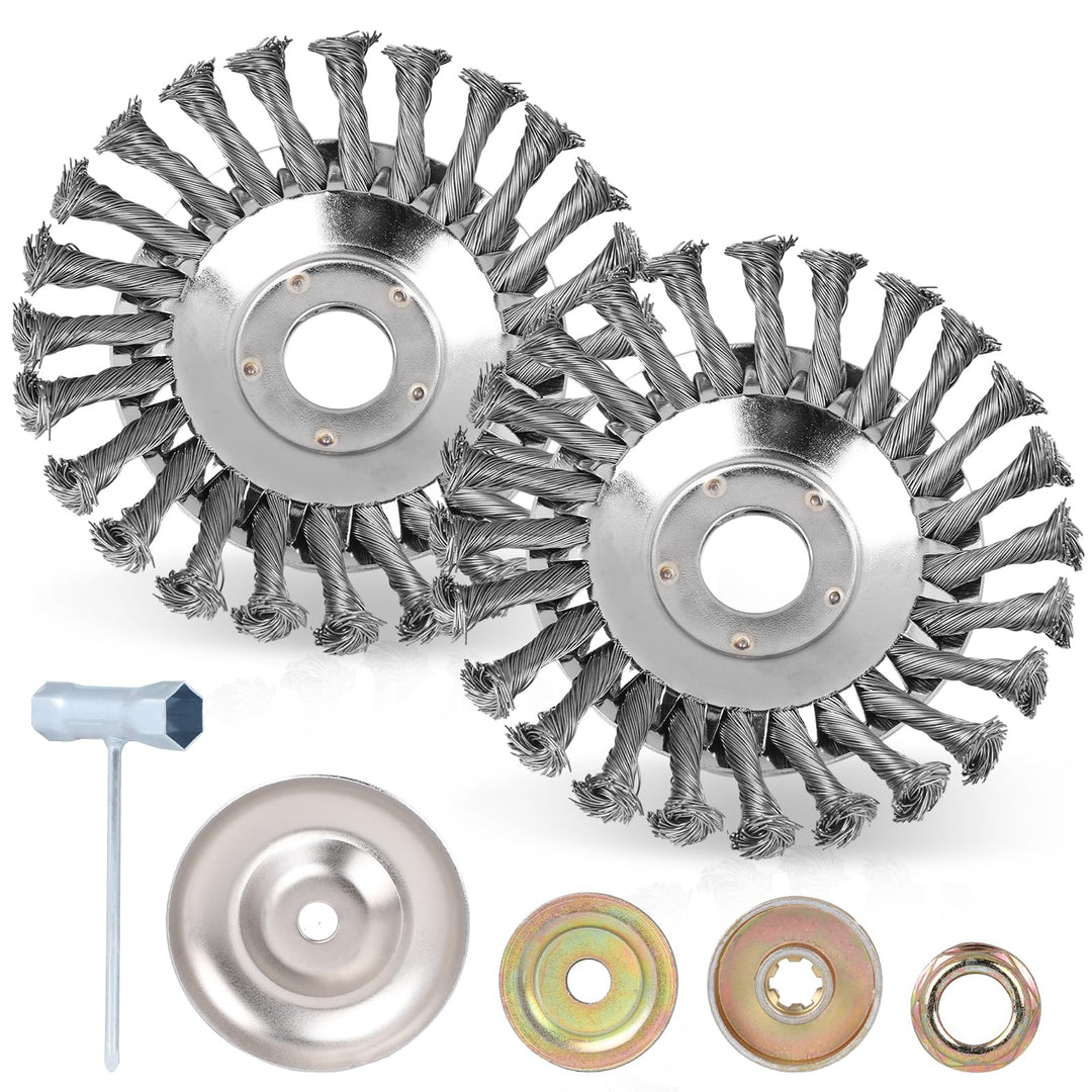 SWAWIS 2 Stück Profi Unkrautbürste für Freischneider 150×25,4mm Drahtbürste Freischneider Wildkrautb
