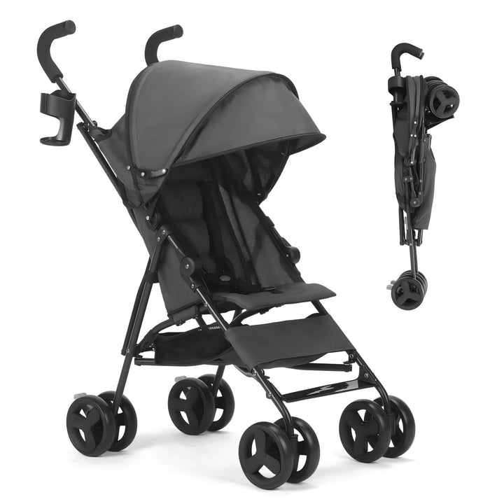 Einhändig klappbarer, leichter Kinderwagen, grosser Aufbewahrungskorb, Verdeck, Getränkehalter, komp