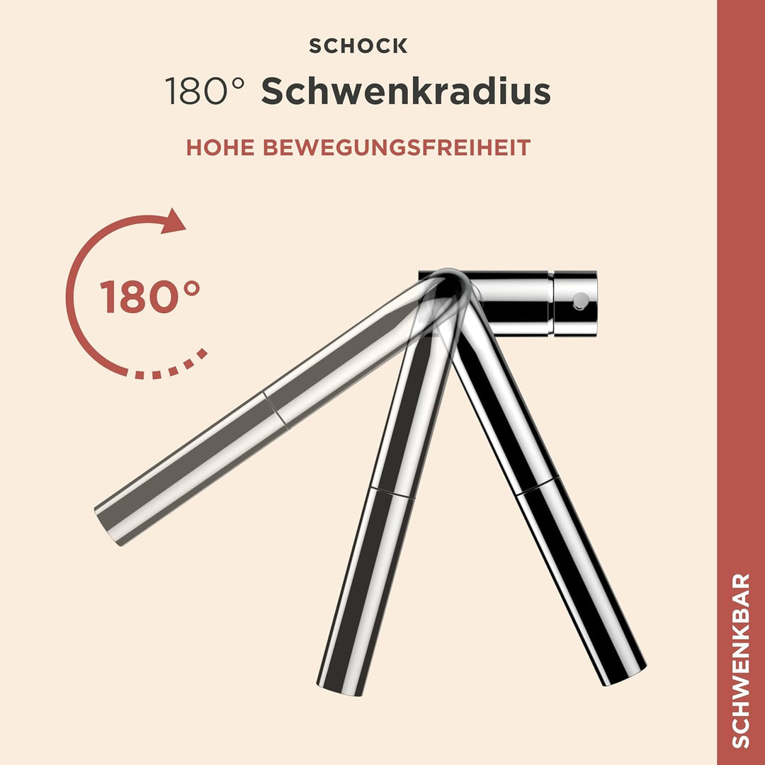 SCHOCK Küchenarmatur Epos Chrom – Hochdruck Armatur mit ausziehbarer Schlauchbrause Schlauchbrause C