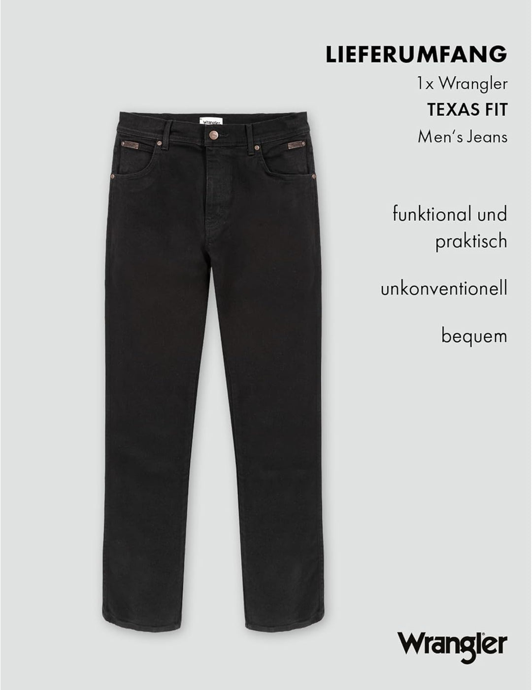 Wrangler Texas Herren-Hose 29W / 32L Black Overdye, 29W / 32L Black Overdye