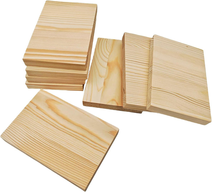 Rechteckige Holzbretter, unlackierte Holzblöcke zum Basteln, 15 x 10 x 1,5 cm, blanko, zum Schnitzen