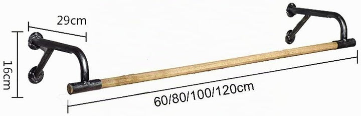 FKKPRVAX Hölzerne Wand kleidet hängende Stange, industrielle Kleiderstange, Kleiderständer-Handelskl