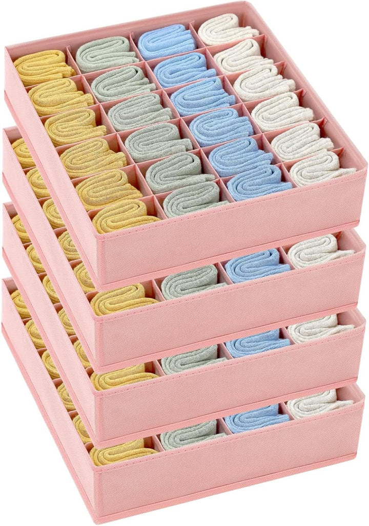 Unterwäsche Socken Organizer - 4er Set Schrank Schubladen-Organizer Kleidung, 96 Fächer (4x24), Ordn