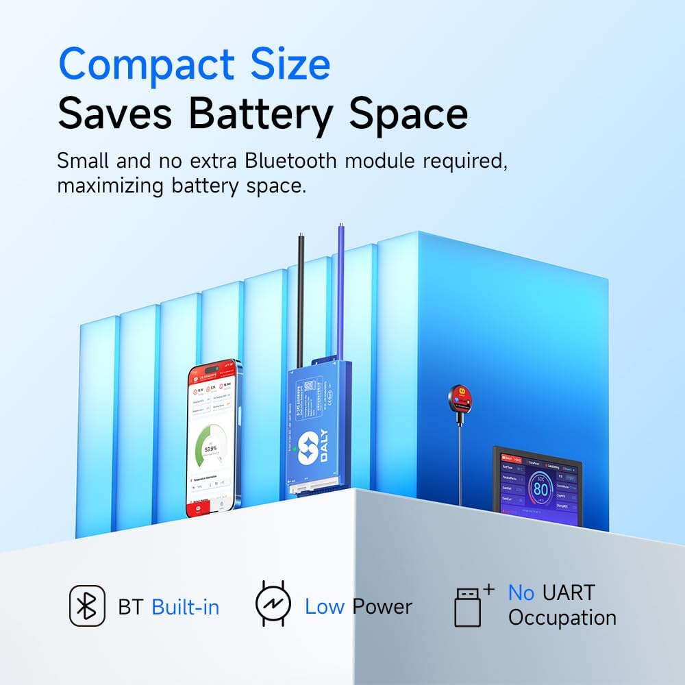 DALY BMS 48V 100A – 1A Active Balance Batteriemanagementsystem, integriertes Bluetooth für 16S LifeP