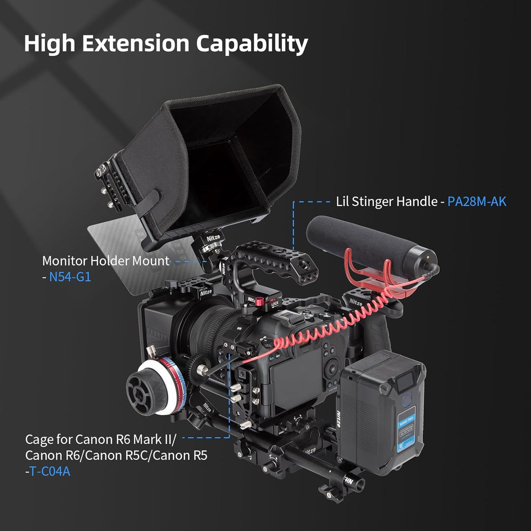 Nitze Cage for Feelworld LUT6 / LUT6S / LUT6E Monitor with Sunhood and HDMI Cable Clamp Built-in NAT