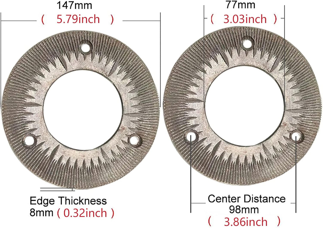 OUKANING 2x Ersatz-Schleifscheiben für Getreidemühle, 8mm Premium-Gussstahl, Korrosionsbeständig, 77