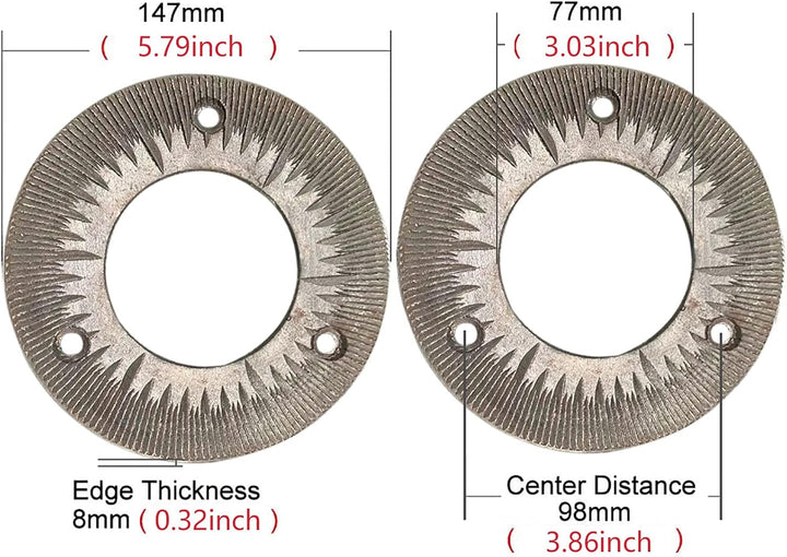 OUKANING 2x Ersatz-Schleifscheiben für Getreidemühle, 8mm Premium-Gussstahl, Korrosionsbeständig, 77