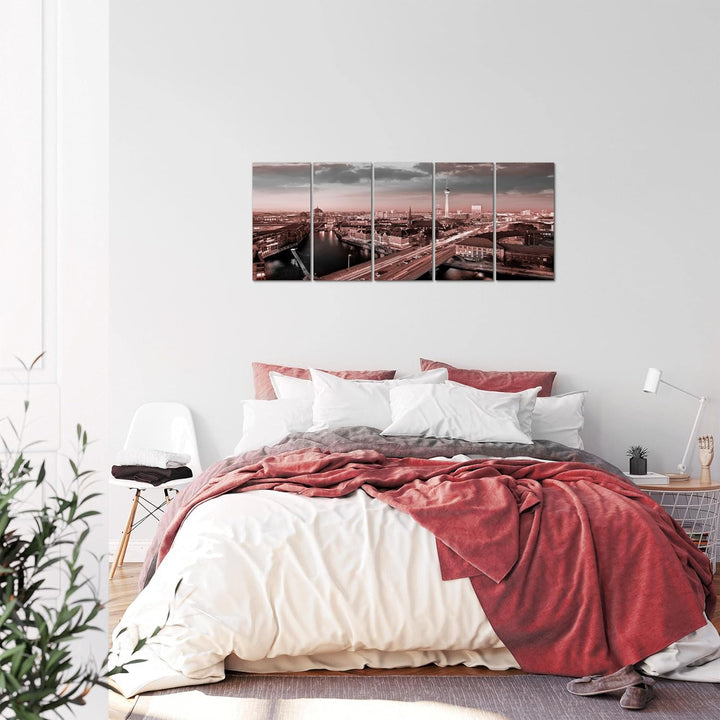 Runa Art Bild Berlin Wandbilder auf Vlies Leinwand 5 Teilig Wanddekoration Wohnzimmer Büro 605156b 1