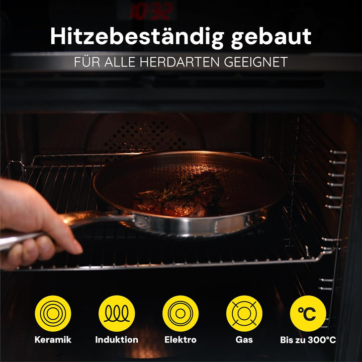 MISO Wokpfanne 30 cm Diamond Dust Keramikbeschichtete | Wokpfanne Induktion – PFOA-frei, kratzfest,