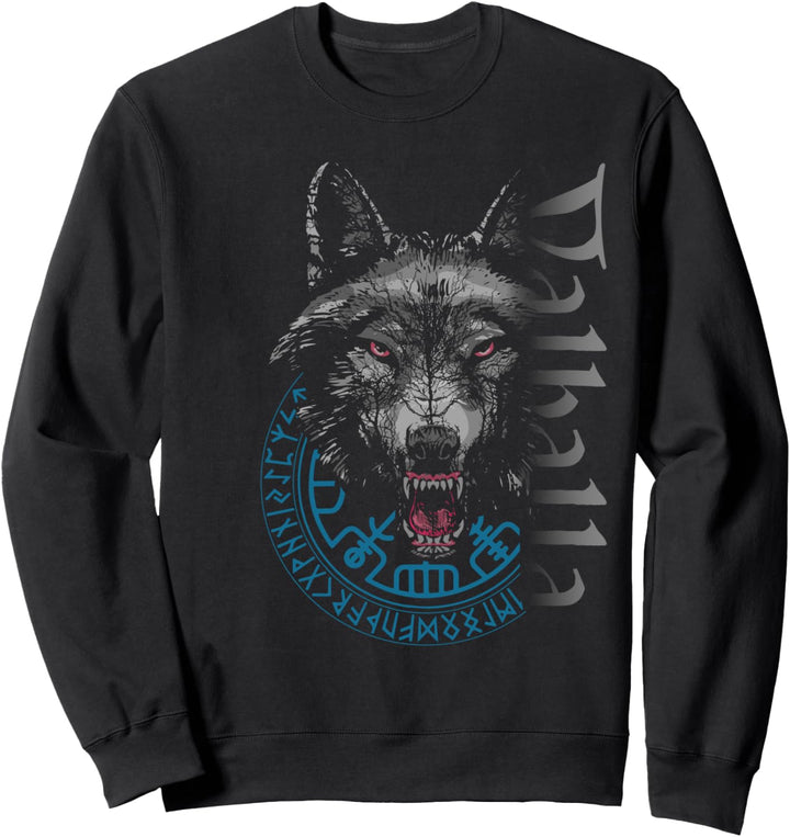 Walhalla Wolf Wölfe Odins Runen Nordischer Kompass Wikinger Sweatshirt