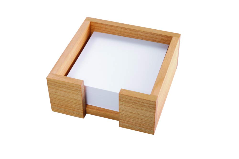 Zettelbox aus Holz | Masse 11,6 x 11,6 x 5 cm | Zettelkasten aus Kirschholz, inkl. 100 Blatt Notizze
