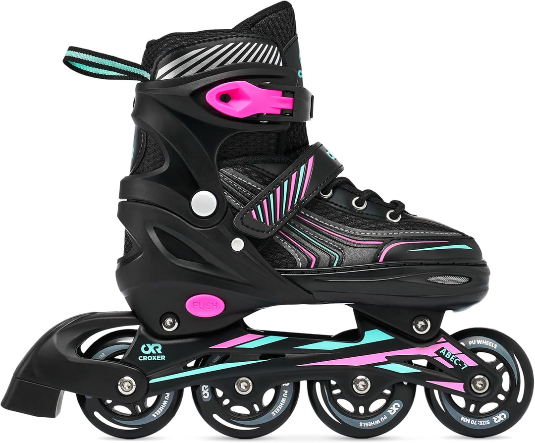 Optima Inline Skates Inliner für Kinder Erwachsene verstellbar 39-42 (24cm-26,5cm) Mint/Pink, 39-42