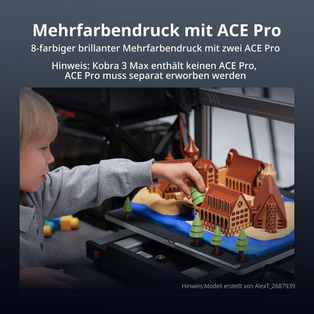 Anycubic Kobra 3 Max 3D-Drucker, 420x420x500mm Riesiger Druckgrösse, 600 mm/s Schnelles Drucken, Sta