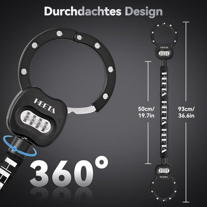 HEETA E Scooter Schloss Zahlenschloss, 8mm Fahrradschloss Hohe Sicherheit, e Roller Schloss Handsche
