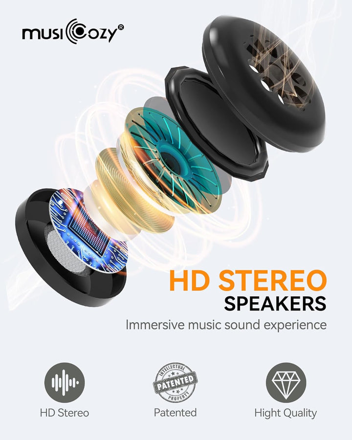 Bluetooth-Kopfhörer zum Schlafen, 100 % blickdicht, seitlich 3D-Blau, 3D-Blau