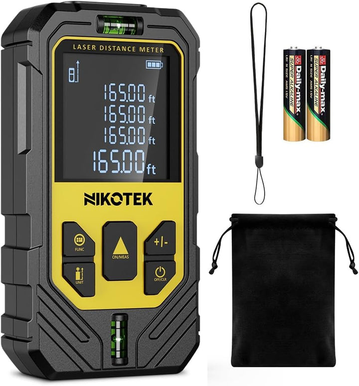 Nikotek Laser Entfernungsmesser, Digitales Laser Entfernungsmesse mit Pythagoras/Abstand/Fläche/Volu