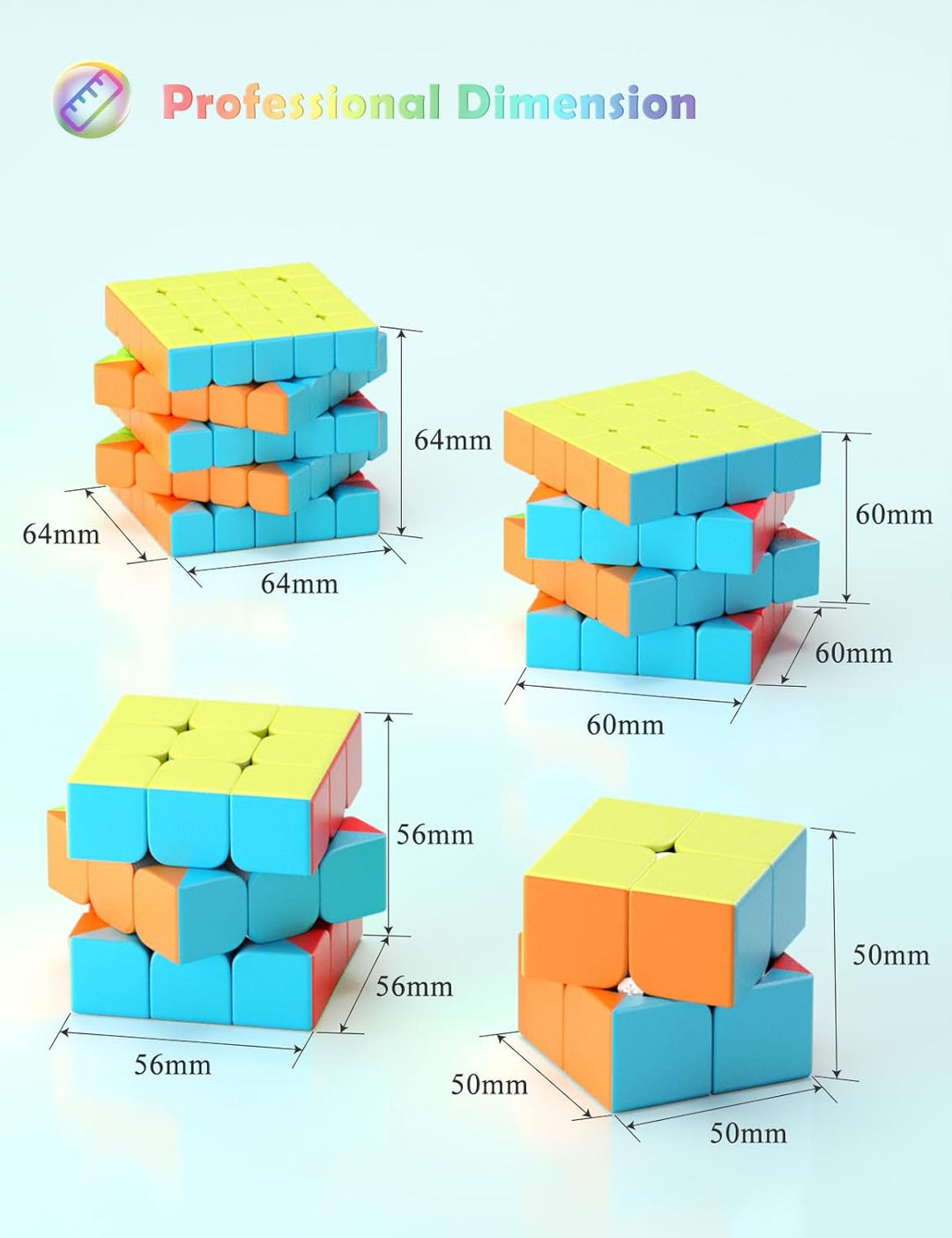 ROXENDA Zauberwürfel Set, Speed Cube Set mit 2x2 3x3 4x4 5x5 Zauberwürfel mit Geschenkbox, Geheimes