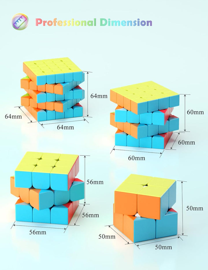 ROXENDA Zauberwürfel Set, Speed Cube Set mit 2x2 3x3 4x4 5x5 Zauberwürfel mit Geschenkbox, Geheimes