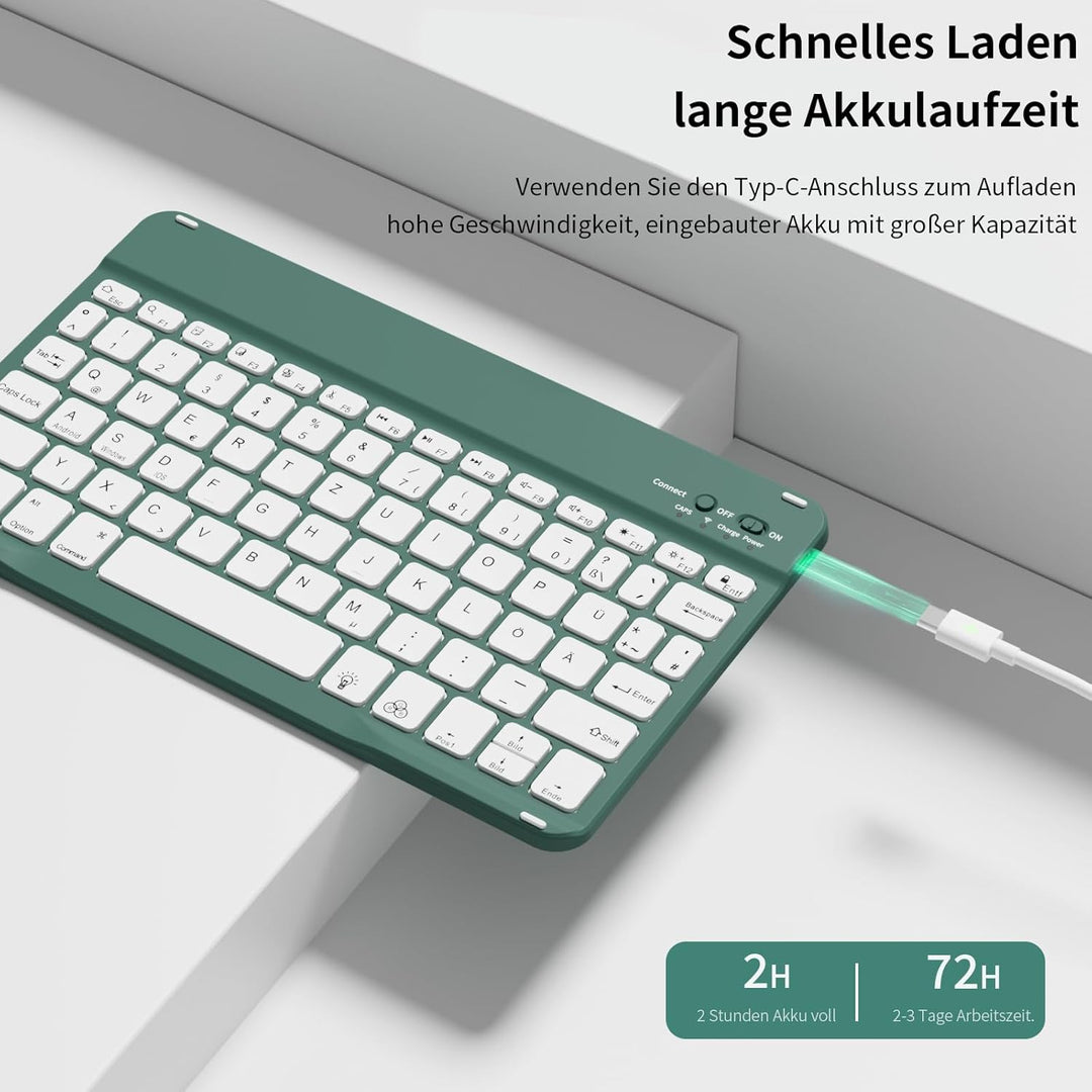 zoyu Tastatur Hülle für iPad A16 11. / 10. Generation (2025/2022, 11/10,9 Zoll), 7-farbige Hintergru