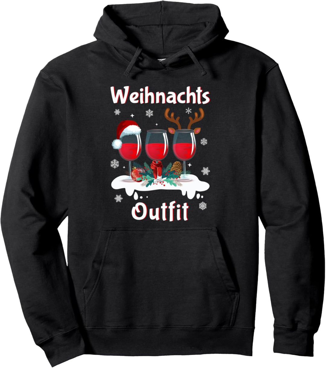 Lustiges Weihnachtsoutfit Damen Herren Wein Weihnachten Pullover Hoodie