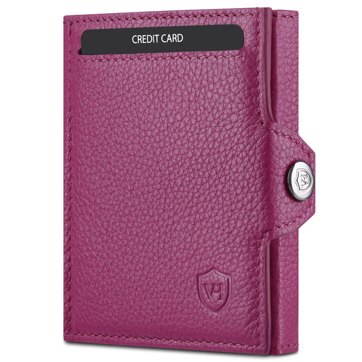 VON HEESEN Slim Wallet mit Münzfach Pink Pink MINI MÜNZFACH (Kartenslot), Pink MINI MÜNZFACH (Karten