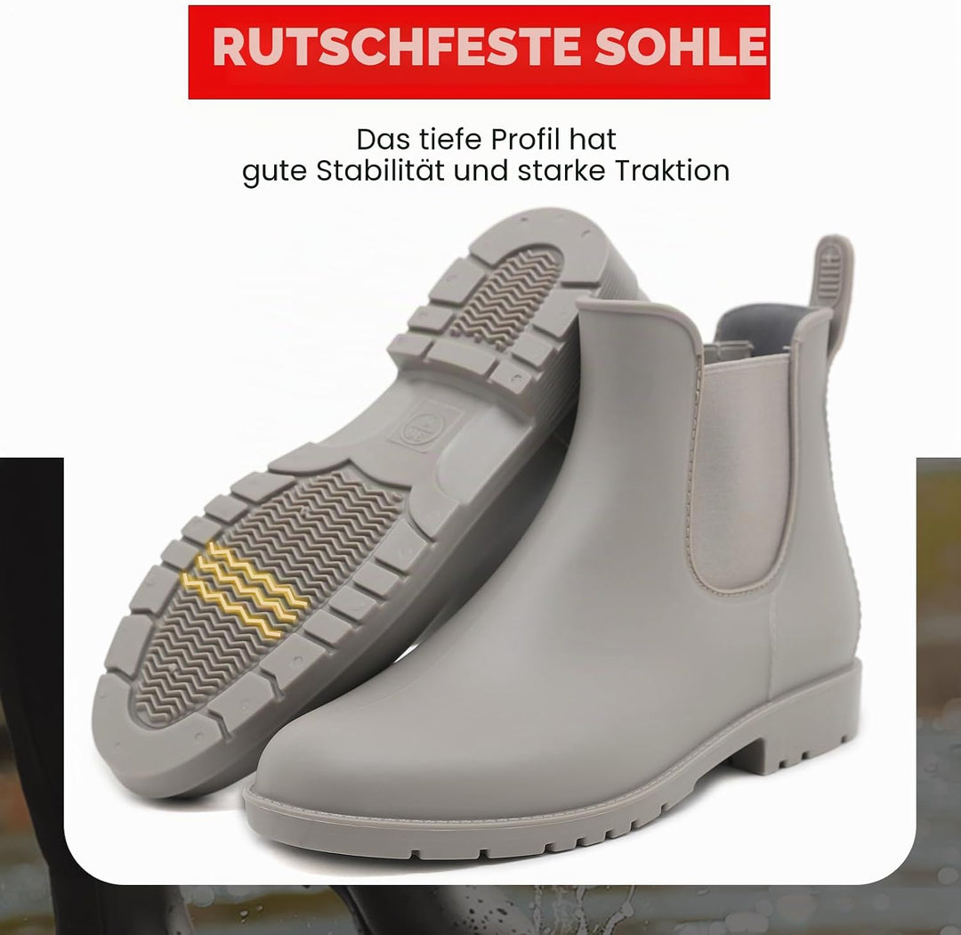 Unisex-Erwachsene Gummistiefel Wasserdicht mit Blockabsatz, Gr.35-43 41 EU 23 Grau, 41 EU 23 Grau