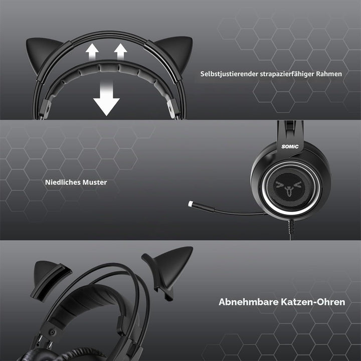 Somic Gaming-Kopfhörer für Xbox One, Stereo-Surround-Sound mit Geräuschunterdrückung, abnehmbares Ka