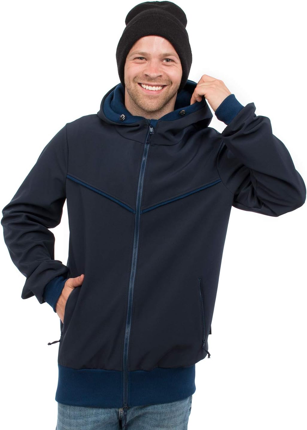 Viva la Mama - Männerjacke zum Babytragen aus Softshell - Explorer M Marineblau, M Marineblau