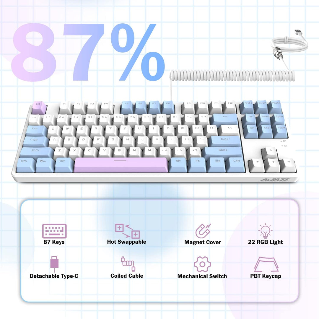 MAMBASNAKE AK873 Mechanische Tastatur zum Selbermachen, Spiralkabel, 22 Tasten RGB Hintergrundbeleuc
