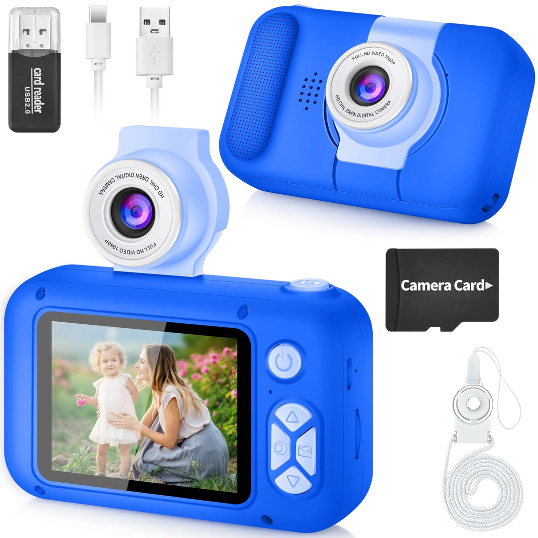 ARNSSIEN Digitalkamera für Kinder Kamera,2,4" IPS Kinderkamera mit 180°Flip | 1080P videokamera &amp; Se