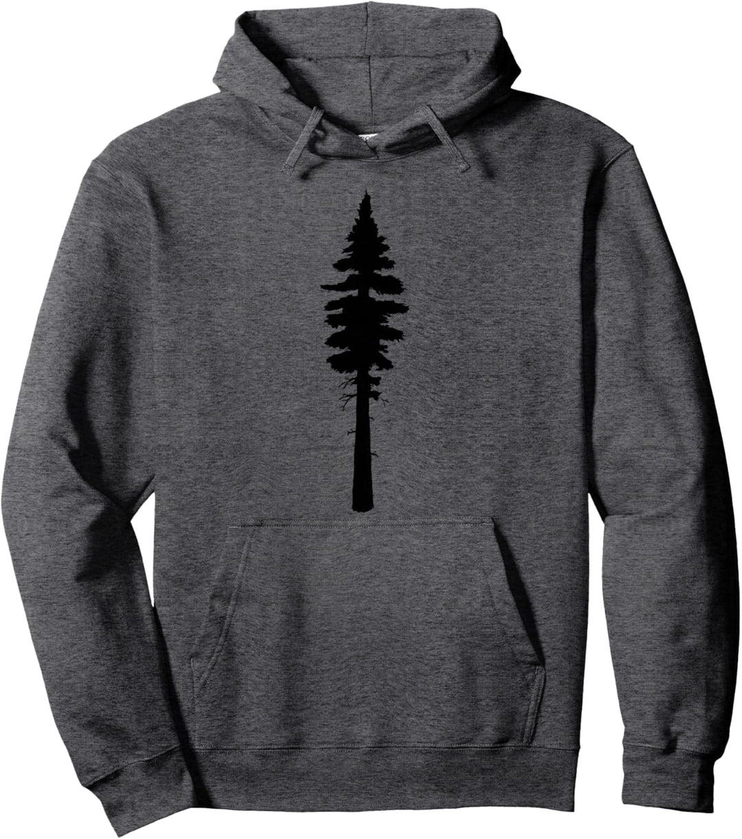 Minimalist Pine Tree Illustration Simple Hiking 80s Graphic Pullover Hoodie