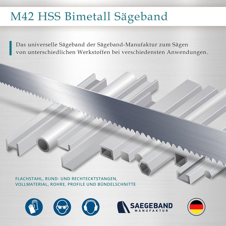 3 x M42 HSS Bimetall Sägeband 2375 x 20 x 0,9 mm mit 6/10 ZpZ, Bandsägeblatt 2375 x 20 x 0,9 mm 6/10