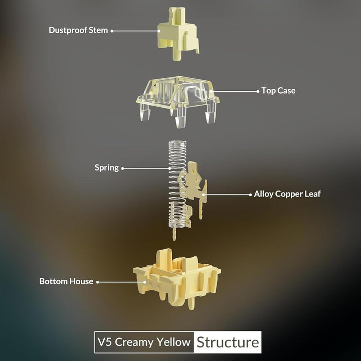 Akko V5 Creamy Yellow Tastaturschalter mit LED-Diffusor für mechanische Gaming-Tastaturen, 5-Pin, 50