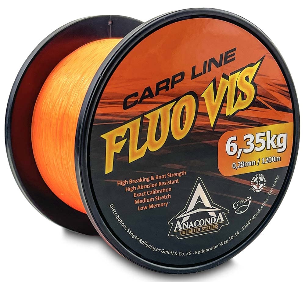 Saenger Unisex – Erwachsene Anaconda Fluovis Orange Carp Line 1.200m/0,26mm